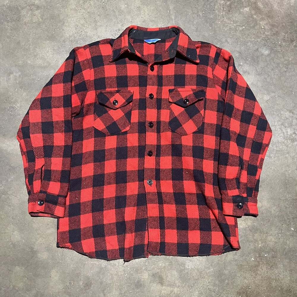 Vintage 70s Frostproof Wool Buffalo Check Fall Flannel